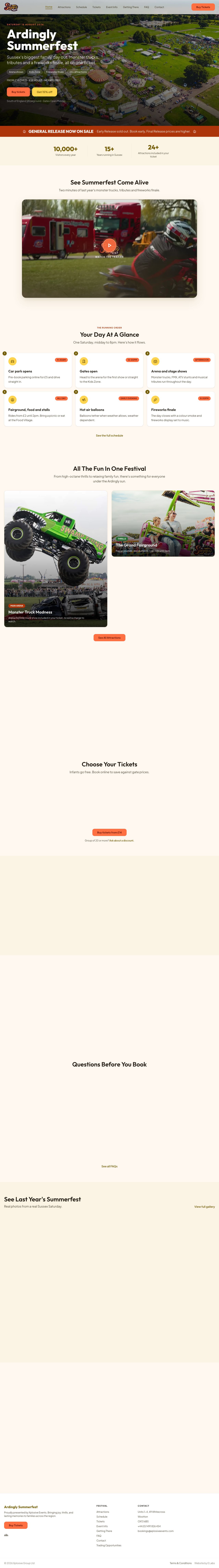 Ardingly Summerfest website on desktop