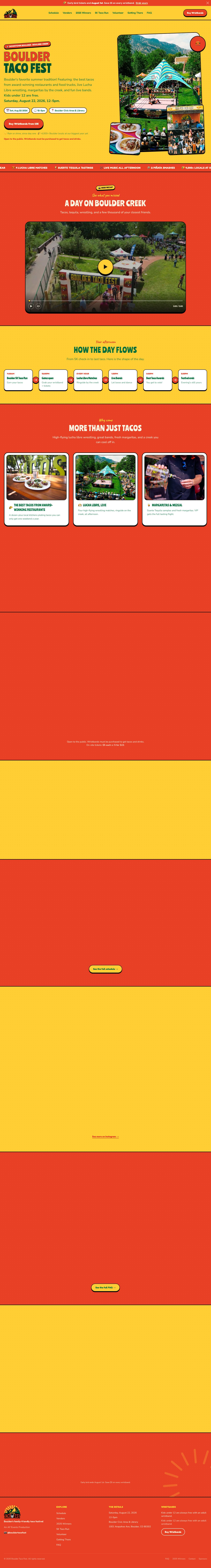 Boulder Taco Fest website on desktop