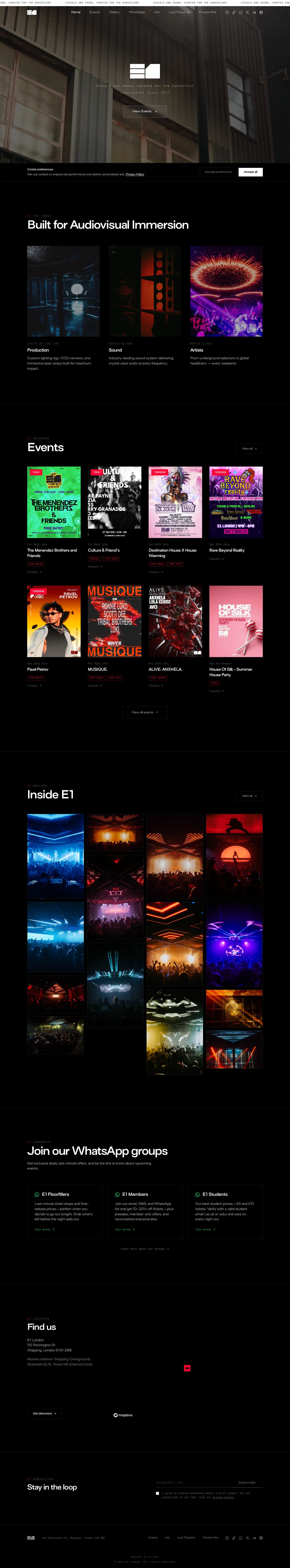 E1 London website on desktop