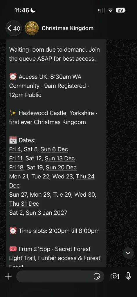 WhatsApp access times and dates