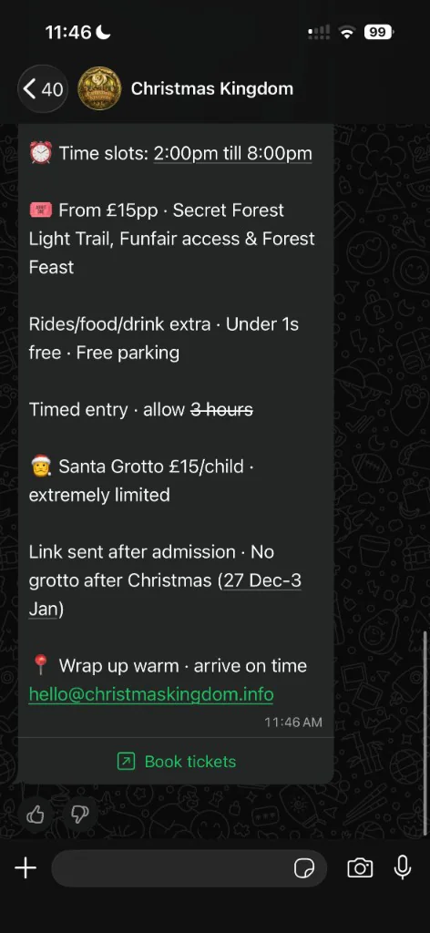 WhatsApp slots, price and grotto